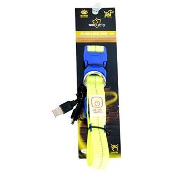 Collar luminoso de nylon Duvoplus con luz LED USB para perros (30-40 cm) + correa