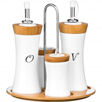 Premier Housewares - Juego de aceitera, vinagrera, salero y pimentero