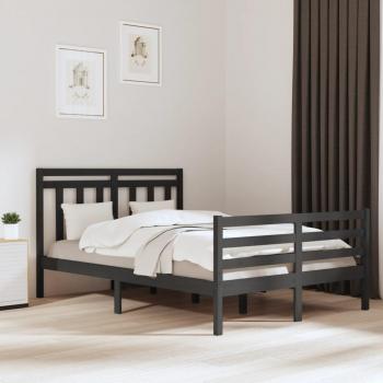 Cama de madera maciza gris 140x190 cm con estructura robusta, diseño moderno, dimensiones 140x190 cm, material de alta calidad y fácil montaje