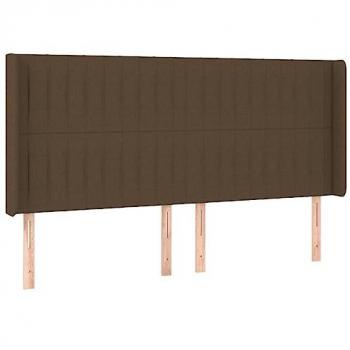 Cabecero con LED de tela marrón oscuro 203x16x118/128 cm