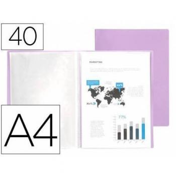 Carpeta Liderpapel Escaparate 40 Fundas Polipropileno DIN A4 Lavanda Opaco