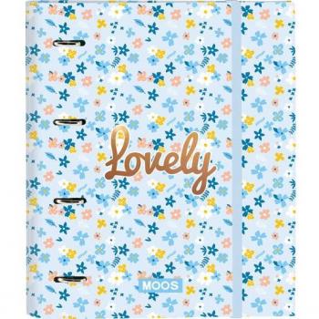 Carpeta Moos Lovely A4, 4 Anillas de 35 mm, con Recambio de 100 Hojas, Dimensiones 270x320x35 mm