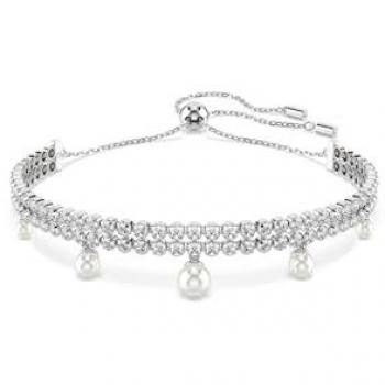 Swarovski Ariana Grande Crystal Pearl Round Bracelet, Rhodium-Plated Silver