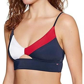 Tommy Hilfiger Bralette Parte de Arriba de Bikini, Azul
