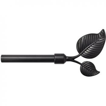 vidaXL Barra de cortina extensible terminales decorativos 2 uds negra