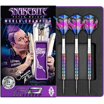 RED DRAGON Peter Wright Snakebite 1: 24g - 85% Dardos de Acero con Plumas, Eje de Dardos & Red Dragon naipe