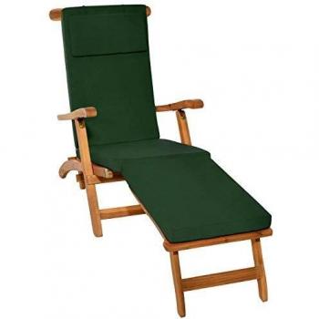 Cojín Desenfundable para Tumbona de Jardín y Playa LoftLux DC - Verde Oscuro, 175x45x5 cm