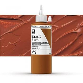 VALLEJO ACRYLIC STUDIO, PINTURA ACRÍLICA, 200ML, NARANJA OXIDO DE HIERRO, Nº 9