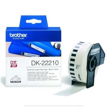 Brother DK-22210 Continuous Length Paper Tape, 29mm x 30.48m, Black on White
