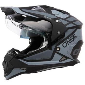 O'Neal Casco Adventure Sierra R Negro-Gris, casco de motocross, características: aberturas de ventilación para un máximo flujo de aire y refrigeración, carcasa ABS, visera solar integrada, talla L