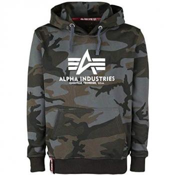 Alpha Industries Men's Basic Camo Hoodie - Regular Fit Black Camo L