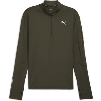 Sudadera de Fitness Puma Flex 1/4 Zip Hombre Verde Caqui