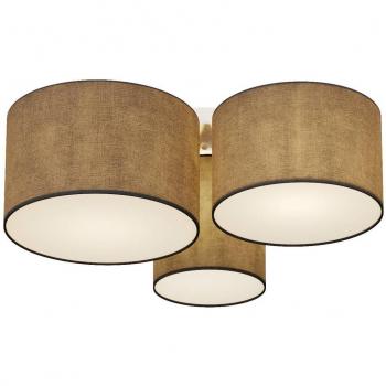 Lámpara de techo Laurenz de Lindby, moderna, gris, 3 luces E27, hecha de textura, tela, tejido y seda para salón y comedor