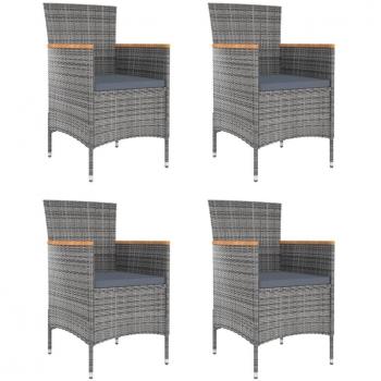 Sillas de comedor de jardín 4 unidades ratán sintético gris