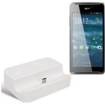 Dock USB Micro adecuado para el ACER Liquid E600 Plus, blanco | estación de carga incluyendo el cable USB 2.0 cable de datos / cargador, la horquilla del muelle de escritorio cargador universal adecuado para el teléfono móvil para smartphones con conec