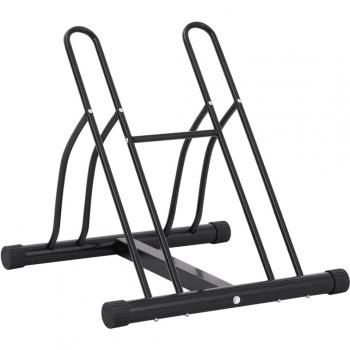 Soporte para 2 bicicletas suelo independiente acero Vidaxl Negro