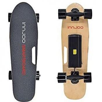 Monopatín Mini Skateboard Eléctrico con Control Remoto para Adulto/Juventud/Niños - Motor 300W, Velocidad Máx 15 km/h, Autonomía de 8 km, Negro