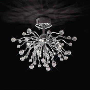Plafón Tizio 10 Bombillas Oro/Cristal, Techo 10 Luces G4, No Compatible con LED/CFL