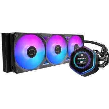 Cooler Master MasterLiquid 360 Atmos II LCD ARGB - Kit de refrigeración líquida AIO para CPU, 3 ventiladores de 120mm, color negro