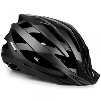 Shinmax Casco de Bicicleta con Luz LED USB Visera Desmontable Ajustable con Certificación CE Casco de Bicicleta BMX Scooter Montaña y Carretera Especializado para Adultos Casco Bicicleta con Mochila