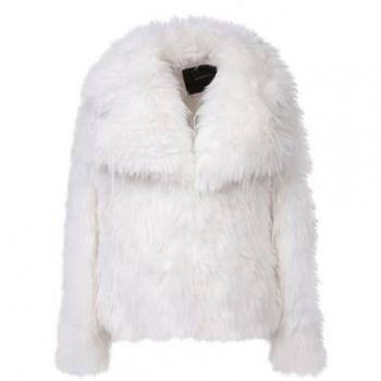 Pinko Novaro Women's White Faux Fur Caban Coat, Size XS
