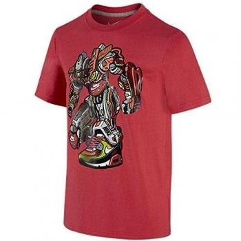 Nike Airmax Power Char Tee YTH - Camiseta para niño, color rojo / lima / naranja / gris, talla L
