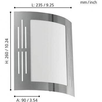 EGLO 82309 City , Lámpara de Pared para Exterior , Acero y plástico, 1 Bombilla E27, 15 W, IP33, 24 x 27 cm , Color Plateado y Blanco