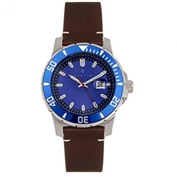 Nautis Dive Pro 200 Leather-Band Deep Diving Quartz Watch with Date - One Size