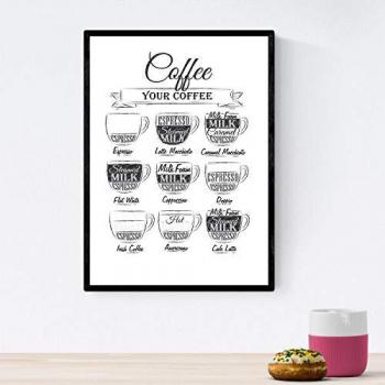 Lámina de Café A3 con Diseño Fondo Blanco y Marco