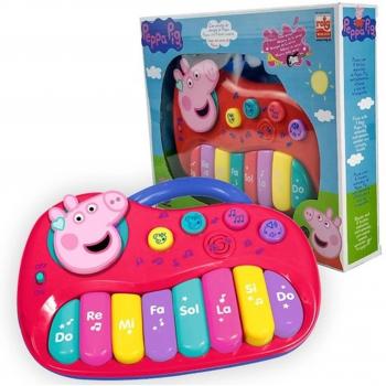 Órgano Electrónico Musical Infantil Peppa Pig con Micrófono, Luces y Sonidos, Teclado de Aprendizaje Temprano para Niños +3 Años, Color Rojo, Dimensiones 2