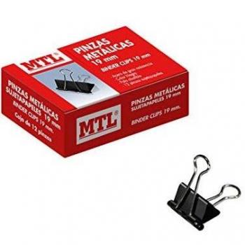 MTL 79160 - Pack de 12 pinzas metal, 19 mm, color negro