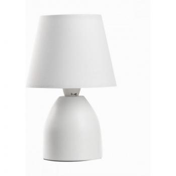Lámpara de mesa NANO Metal con pantalla cónica redonda de tela blanca