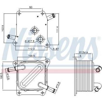 Radiador de aceite NISSENS 91289 para transmisión automática, con diseño eficiente de enfriamiento, fabricado en aluminio y con conexiones precisas para fácil instalación