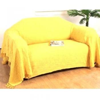 HOMESCAPES Funda de sofá Unicolor, 100% algodón, Color Amarillo Mostaza de la colección Nirvana 150 x 200 cm