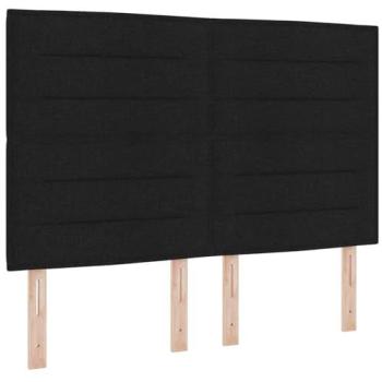Cabecero LED con Diseño de Líneas y Tirar LED Negro 160 cm Tela