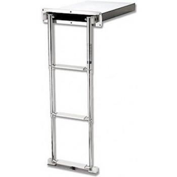 Trem-Escalera Telescópica Con Desaparición de Parque de Acero Inoxidable, Modelo: mm: 330 W: 470 mm H Hilo mm: 46 x 380 mm, 80 mm Talla:4 gradini