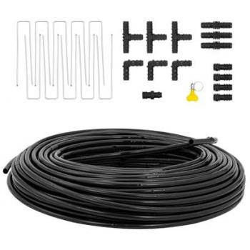 Manguera de goteo de 100 m con numerosos conectores y accesorios