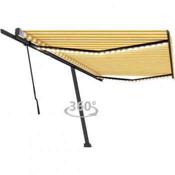 Toldo Retráctil Manual Día y Noche con Luz LED Amarillo y Blanco 500x300 cm