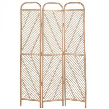 Biombo Plegable de 3 Paneles en Rattan Natural Beige 106 x 180 cm Cosenza