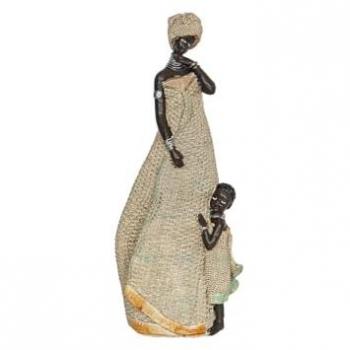 Figura Decorativa Romimex Multicolor Resina Africana Niña 16 x 38 x 12 cm