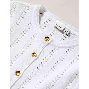 NAME IT Nmfhesine LS Knit Card Suéter cárdigan, Bright White, 92 para Niñas