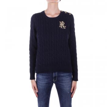 Ralph Lauren Women's Navy Long Sleeve Round-Neck Knit Pullover Sweater