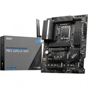 MSI PRO Z690-A WIFI Placa Base, ATX - Soporta Procesadores Intel Core 12th Gen, LGA 1700 - 14 Duet Rail 55A VRM, DDR5 Memory Boost 6400MHz/OC, 1 x PCIe 5.0 x16, 3 x M.2 Gen4 x4, 2.5G LAN, Wi-Fi 6E