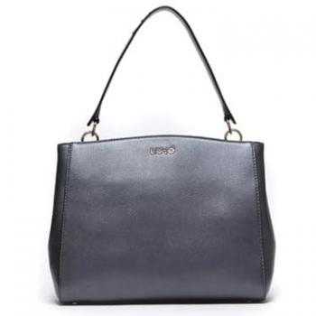 Liu Jo Women's Chain Shoulder Bag with Double Zip Compartments in Anthracite Gray
