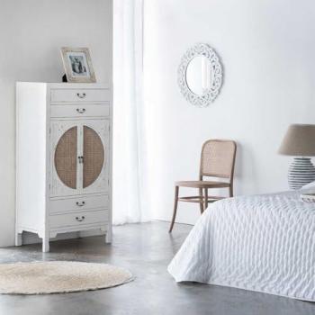 Silla de madera y rejilla marrón 44x40x48/83h cm