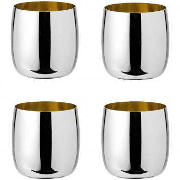 Foster - Set de 4 copas de vino acero inoxidable/oro/pulido/Al. 8cm, Ø 8cm
