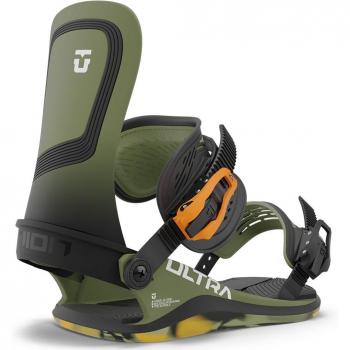 Union Binding Fijaciones Snowboard Ultra Verde Hombre Adulto, características: diseño ligero, alta durabilidad, ajuste personalizado, soporte lateral mejorado, base de nylon flexible, almohadillas amortiguadoras para mayor comodidad y absorción de impa