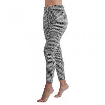 Pantalón Elástico Largo Pata de Gallo Gris para Mujer - Casual, Poliéster, Admas Outlet 2024