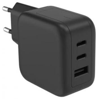 Cargador Rápido Universal GaN 67W - 1x USB-A QC y 2x USB-C PD, Ultra Compacto para Smartphones, Portátiles y Tabletas iOS/Android