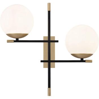 Aplique de pared Maytoni Nostalgia, 2 luces, estructura de metal negro con 2 esferas